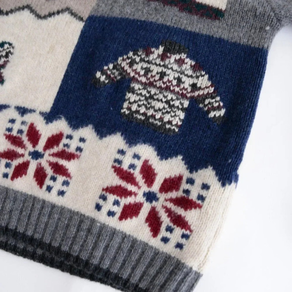 Vintage Muskoka Lakes Grey & Cream 100% Shetland Wool "Winter" Design Size Large - Picture 6 of 13